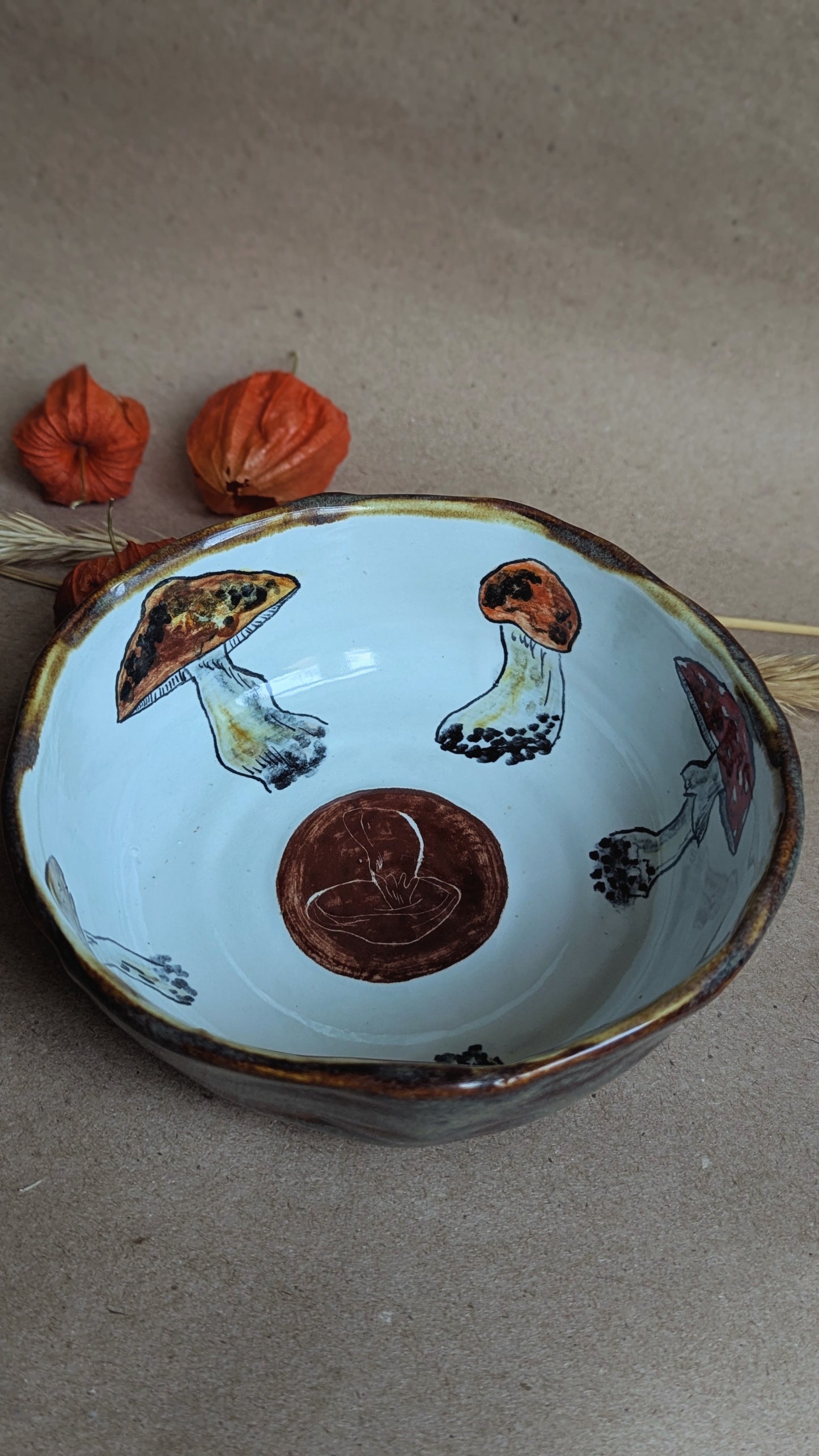 Handmade Bowl with Mushrooms