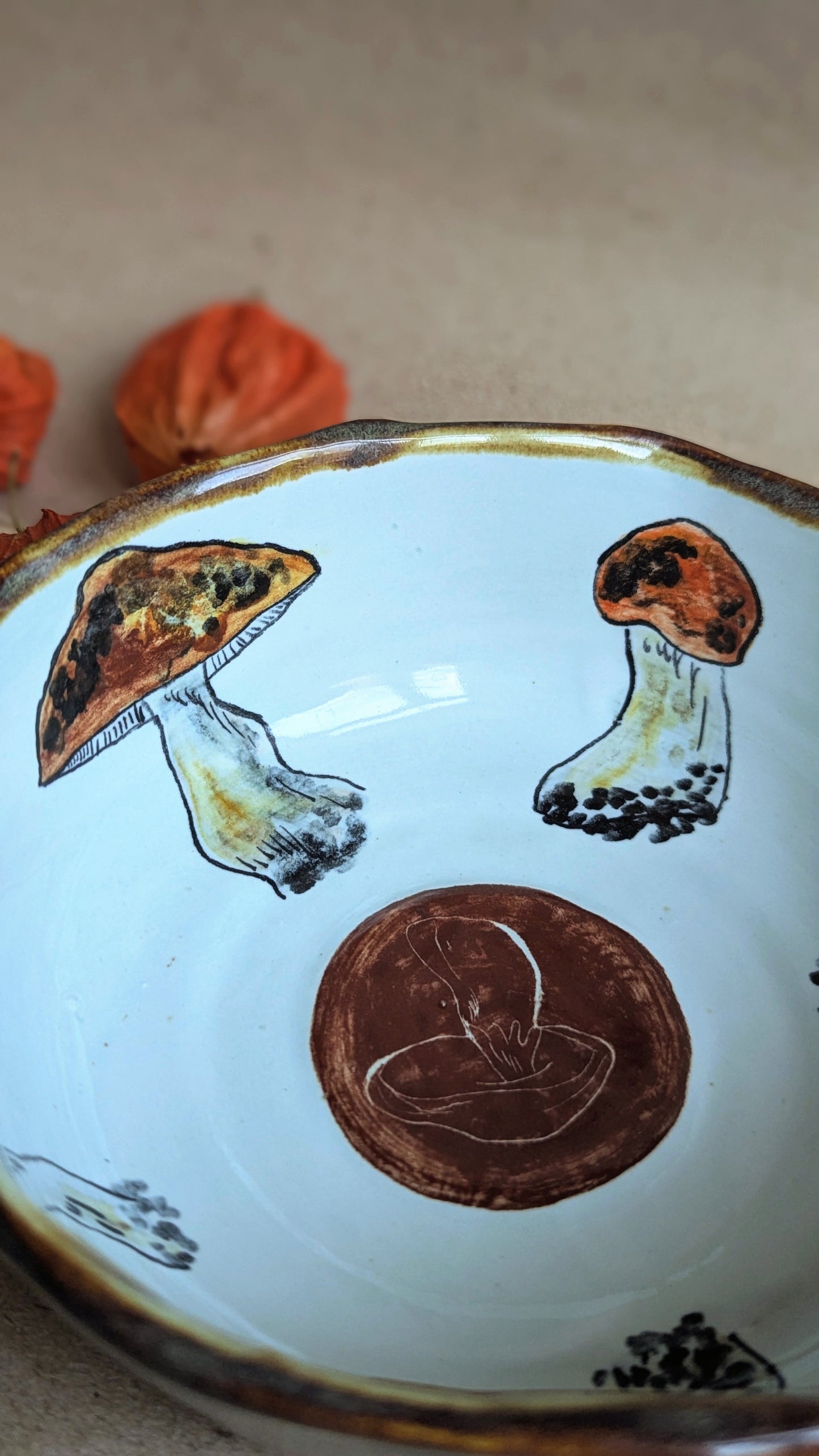 Handmade Bowl with Mushrooms