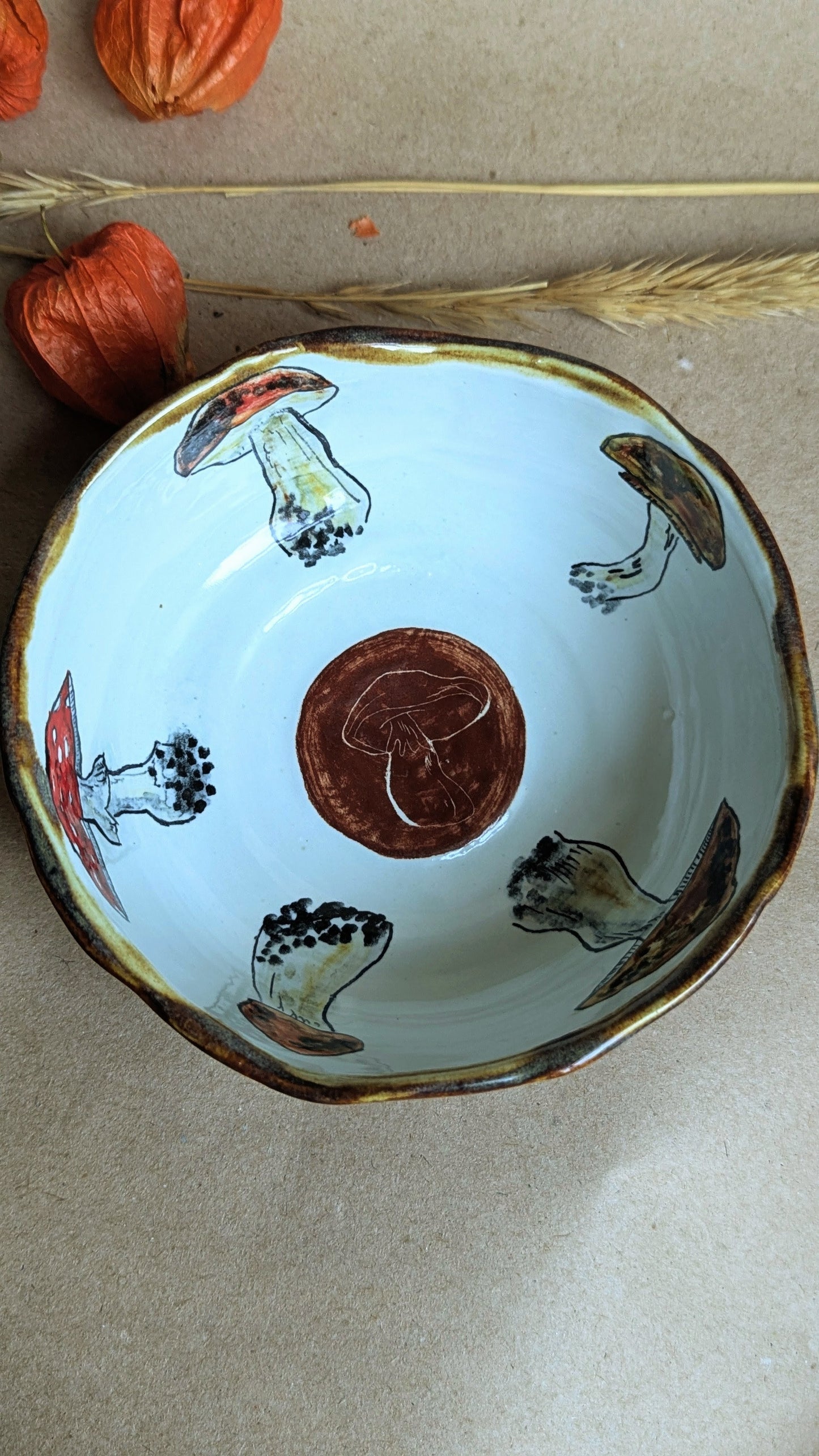 Handmade Bowl with Mushrooms