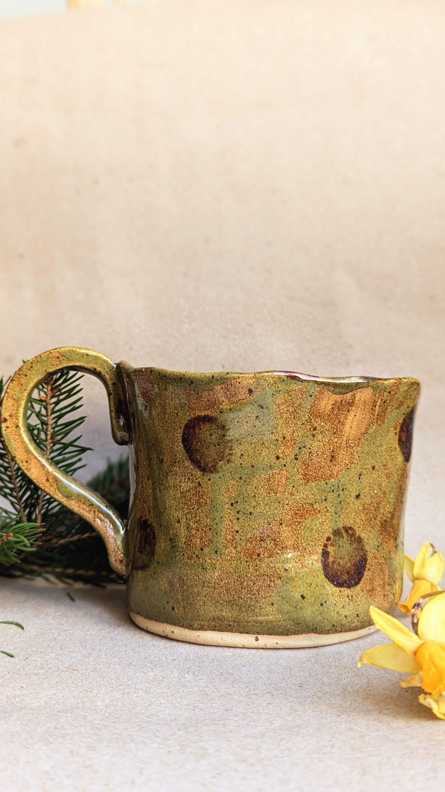 Handmade Mug with a Goose in the Forest