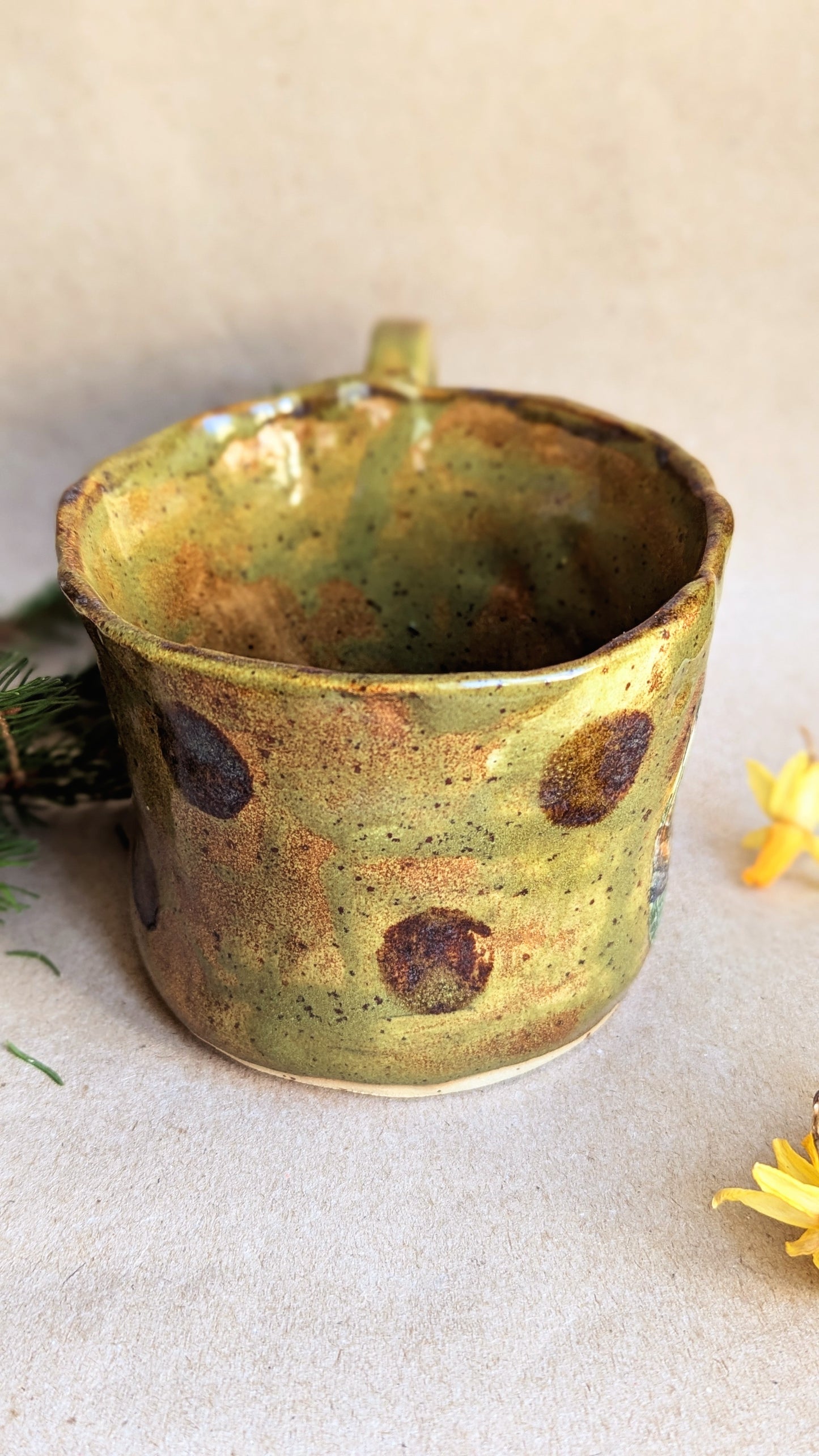 Handmade Mug with a Goose in the Forest