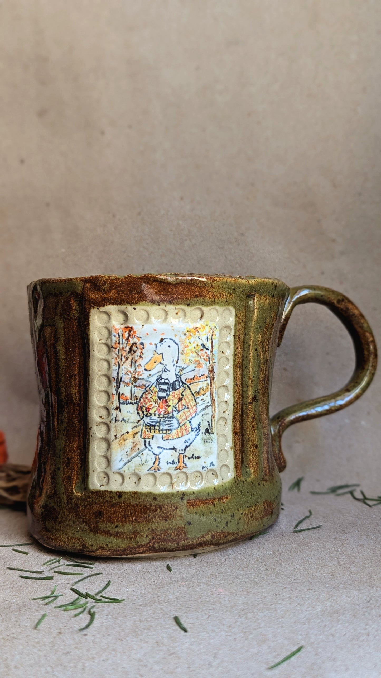 Large Mug with an Autumn Goose