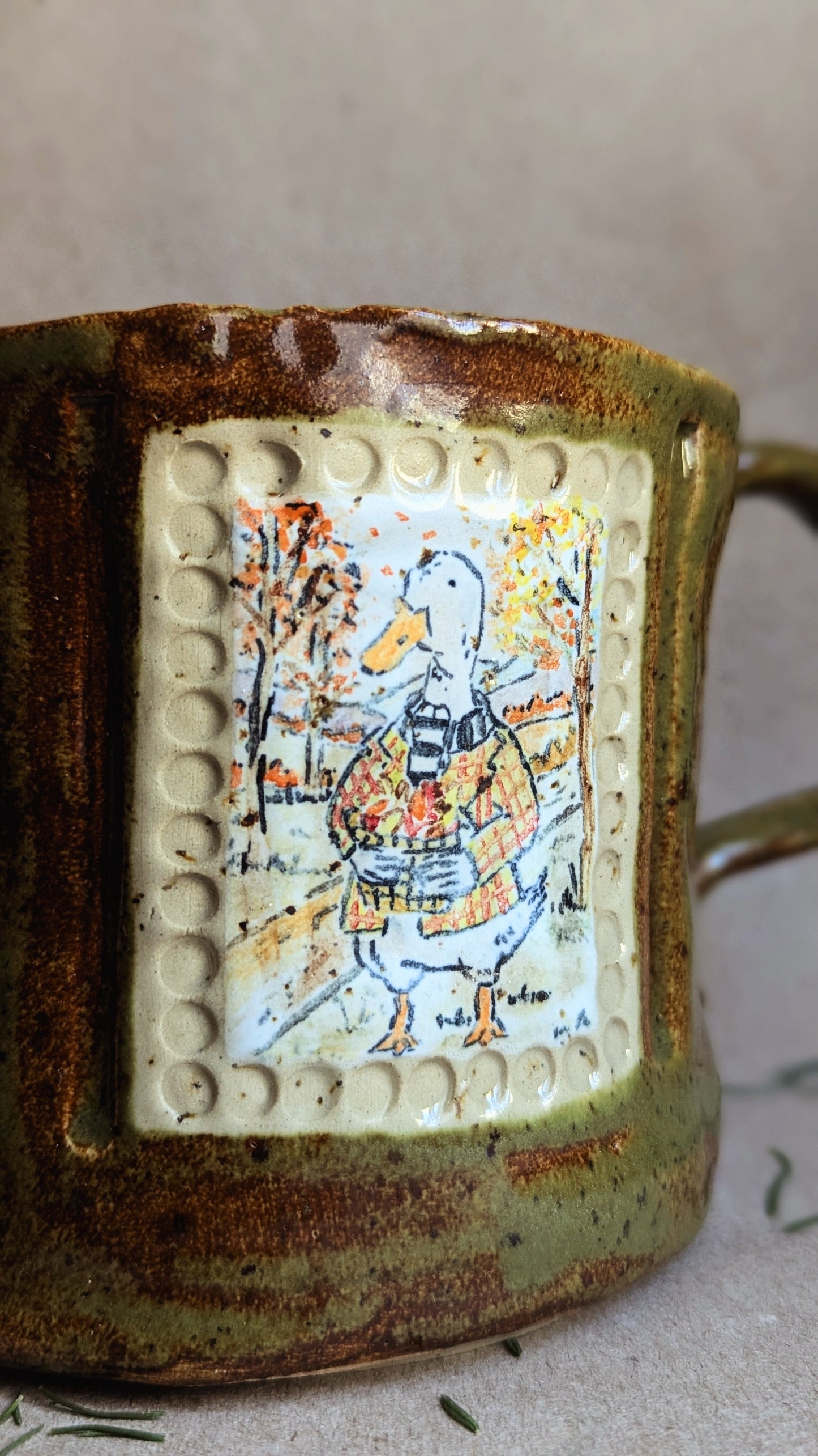 Large Mug with an Autumn Goose