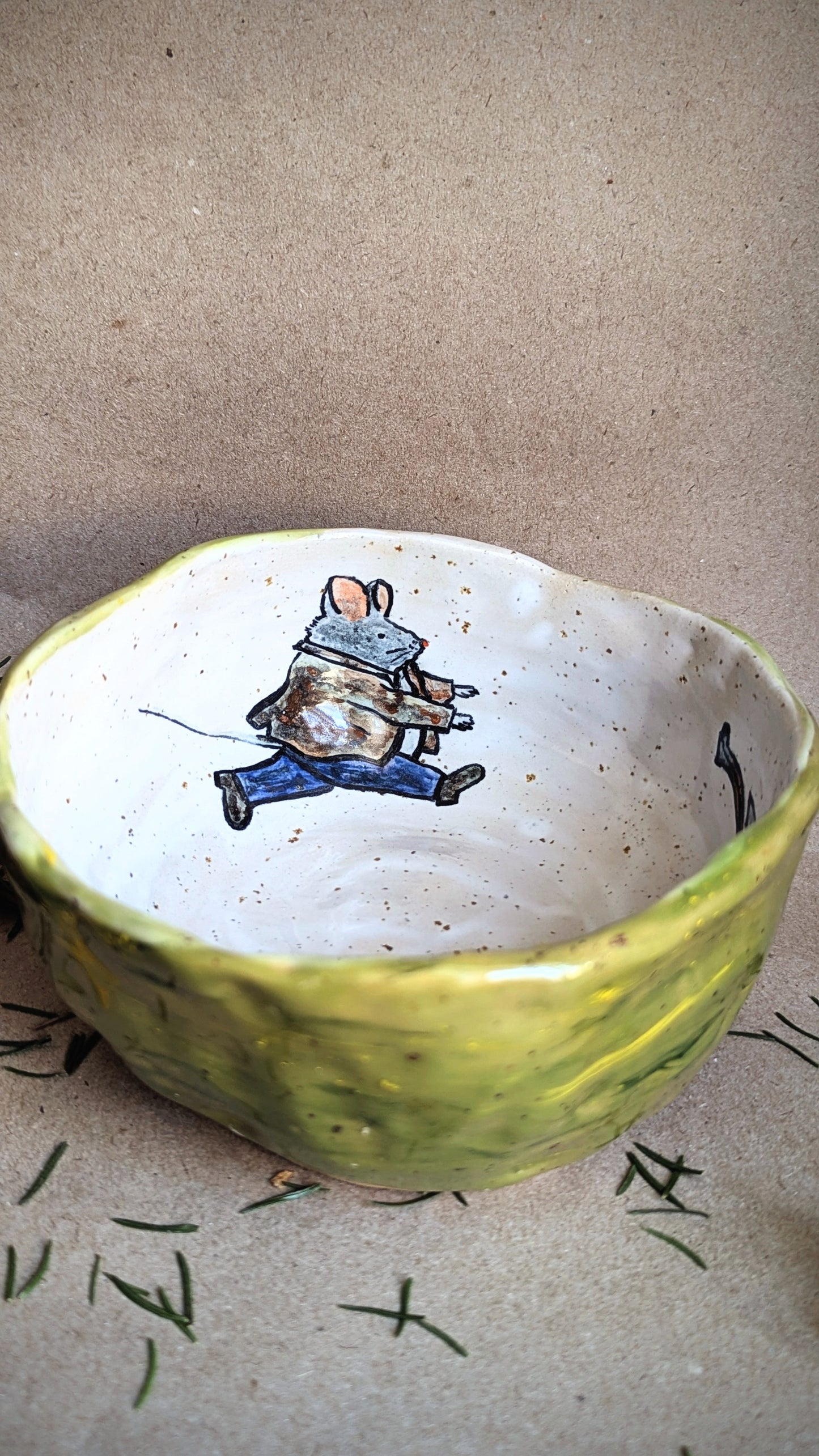 Handmade Bowl with Mice