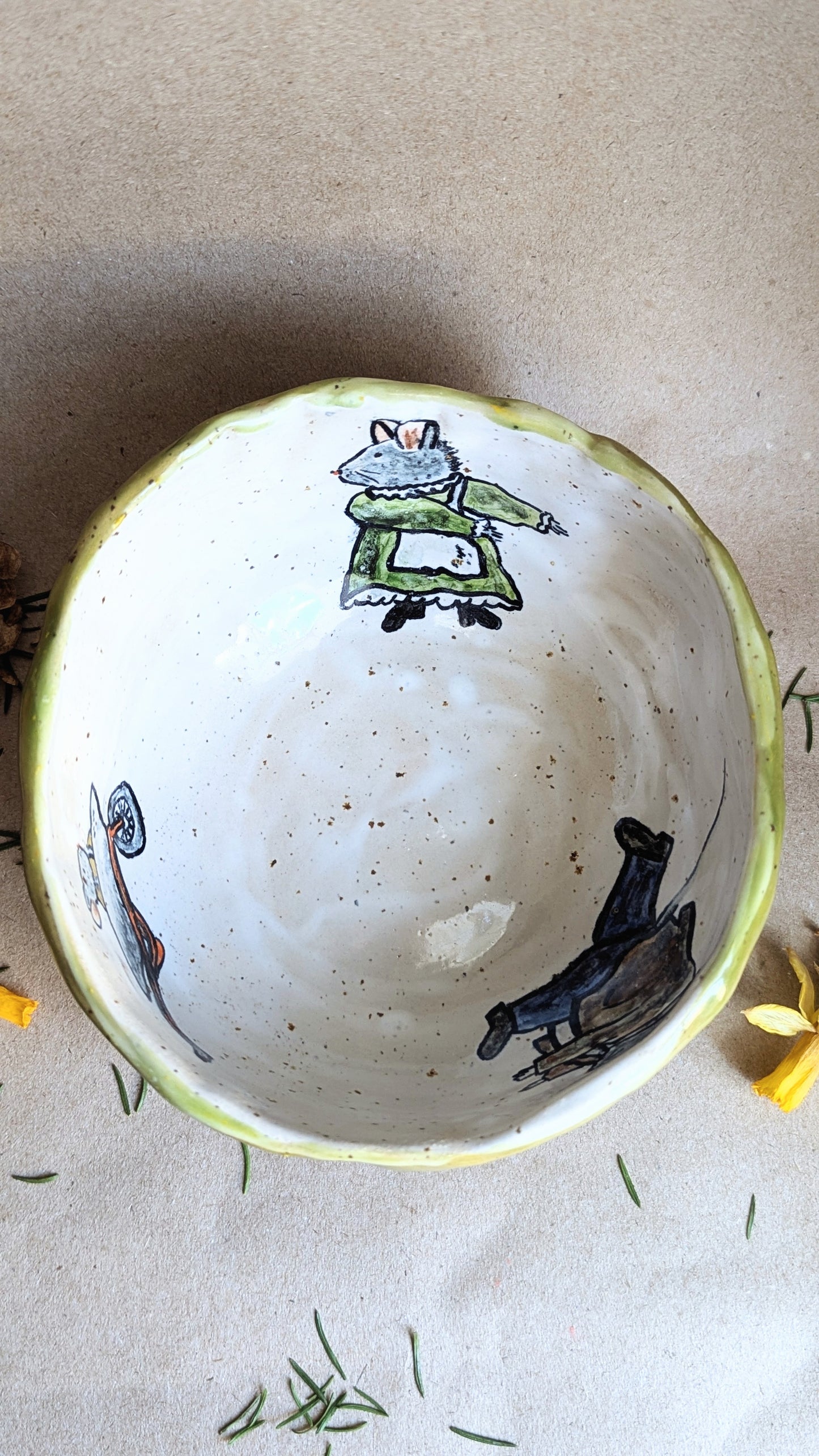 Handmade Bowl with Mice