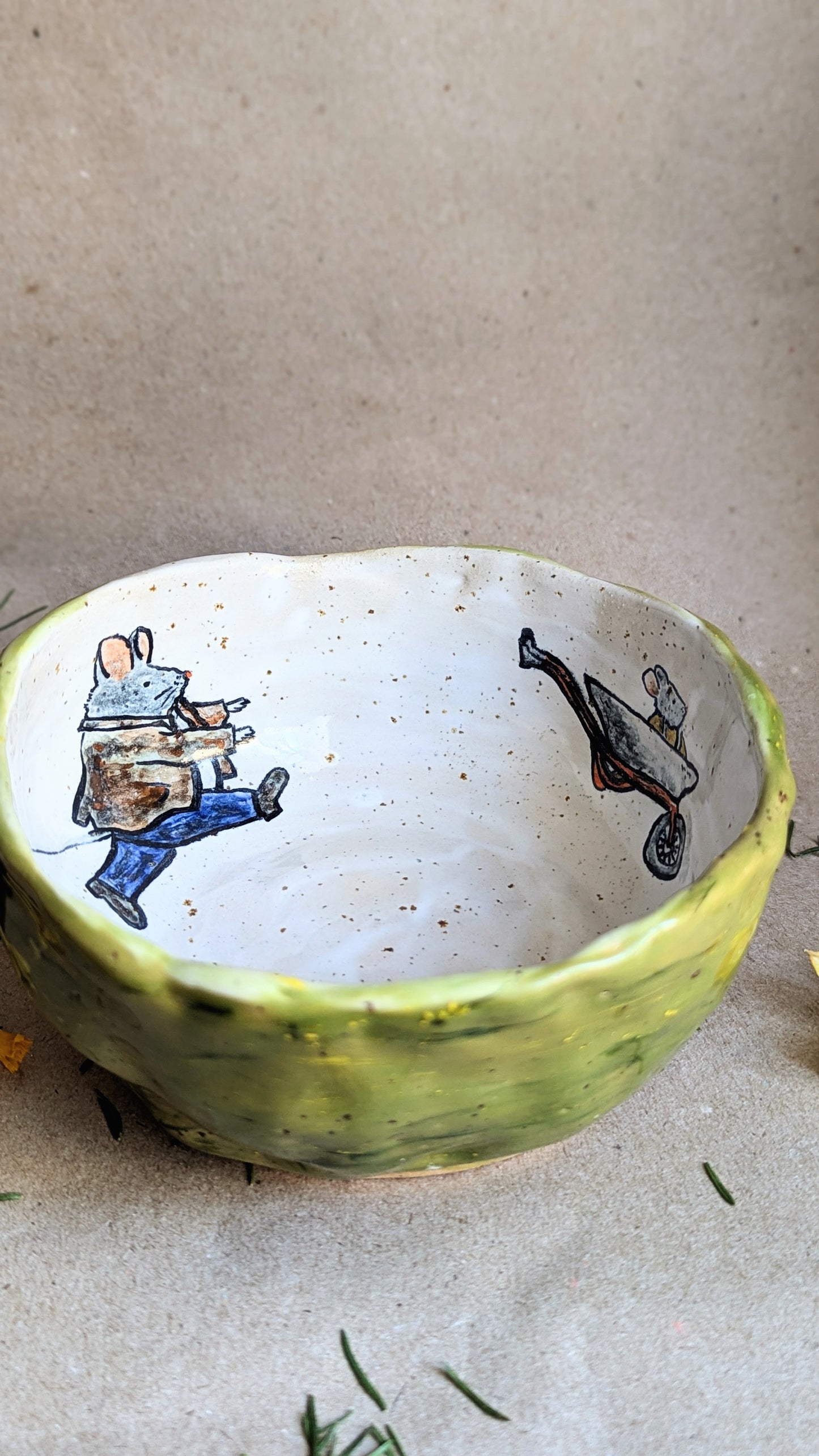 Handmade Bowl with Mice