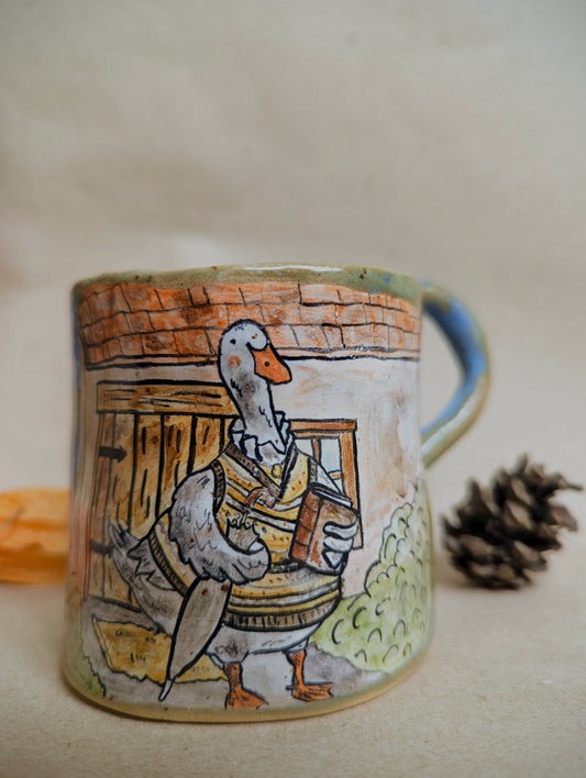 Handmade ceramic goose mug