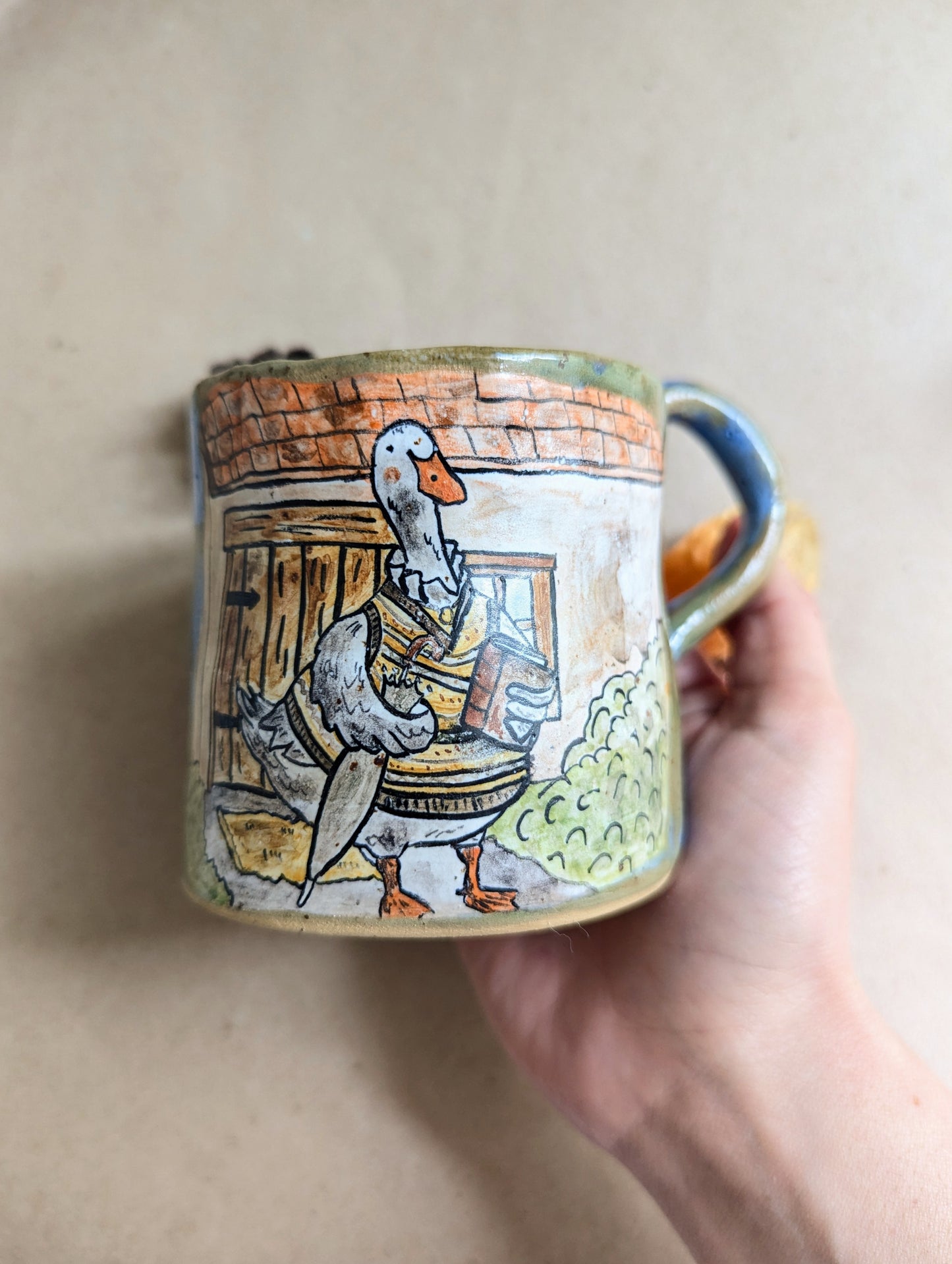 Handmade ceramic goose mug