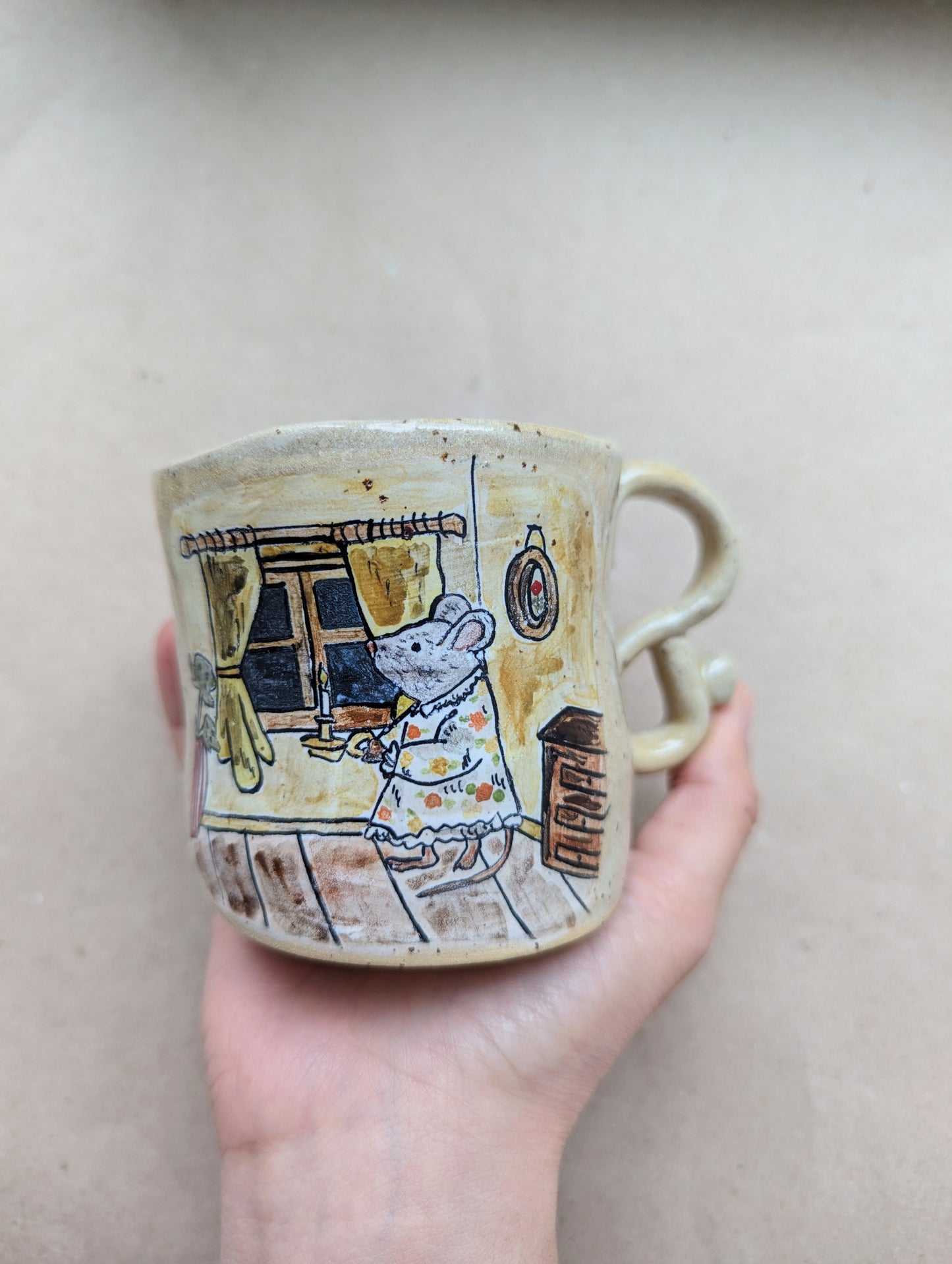 Handmade ceramic mouse mug
