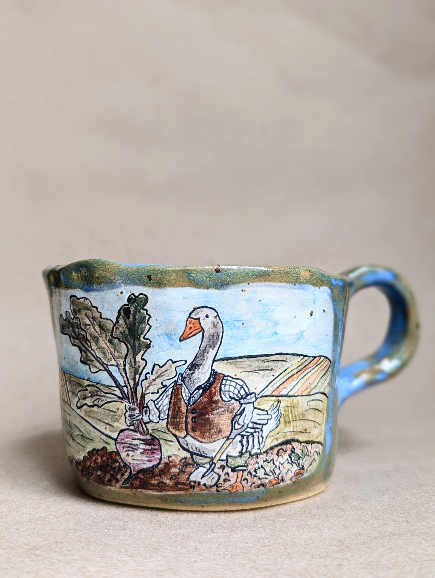 Handmade ceramic goose mug