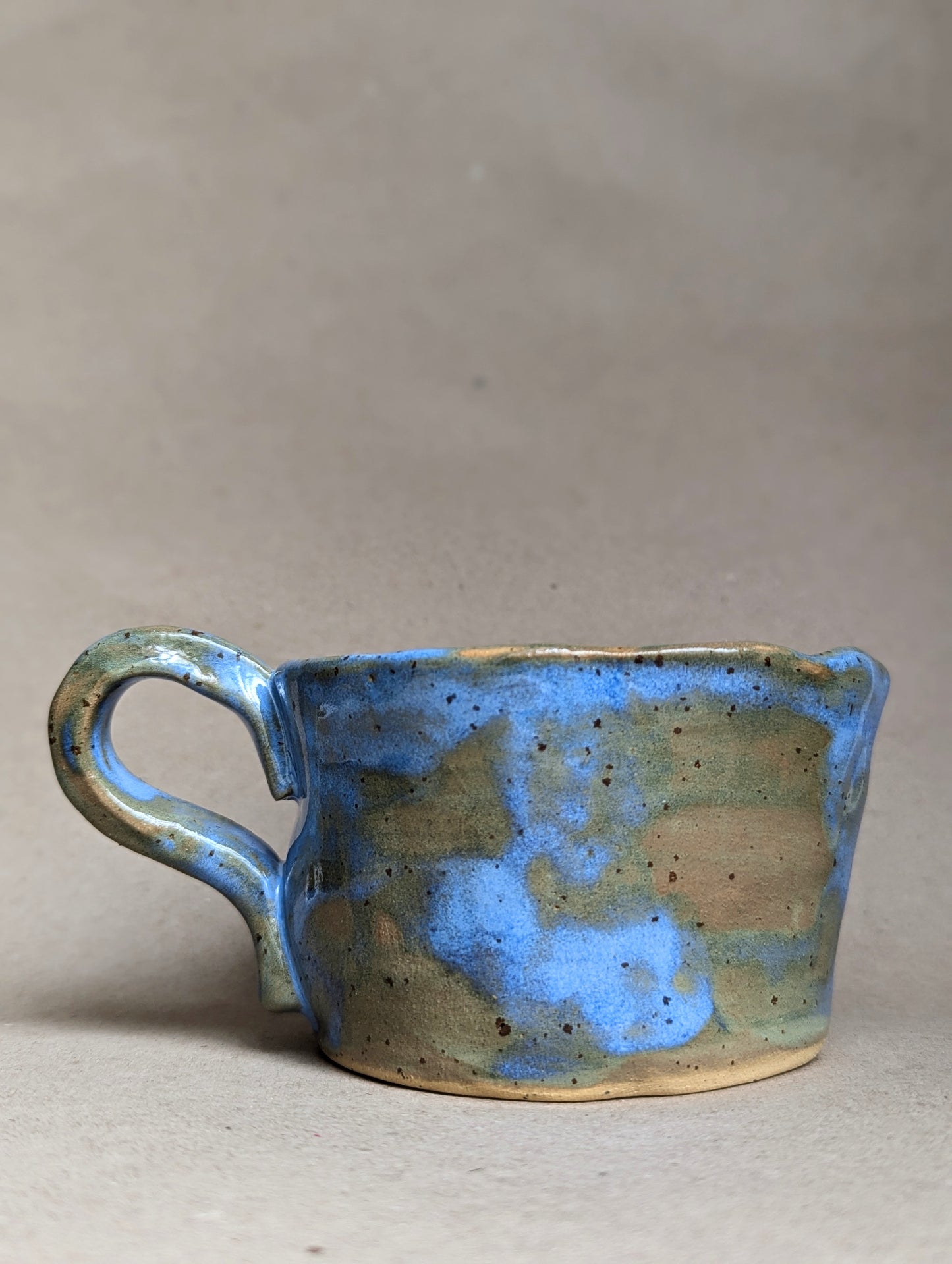 Handmade stoneware mouse mug with hand painted crocus flowers