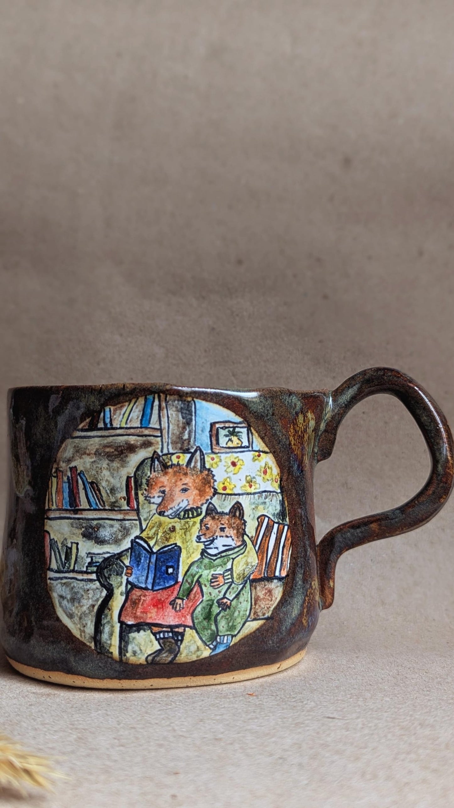 Handmade Fox Family Ceramic Mug