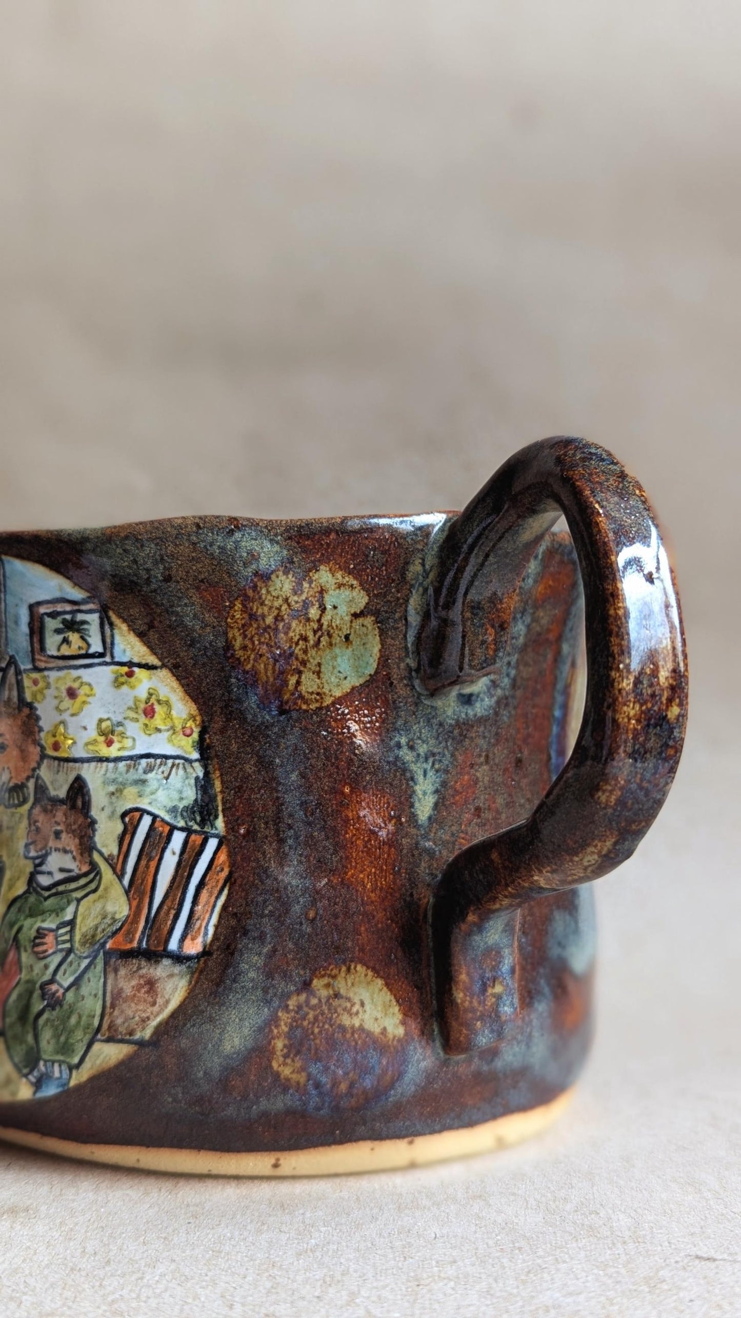 Handmade Fox Family Ceramic Mug